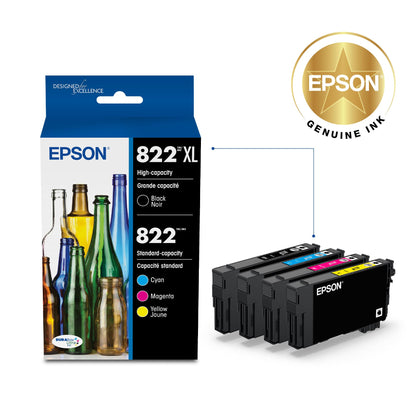 Epson 822 Genuine Ink Cartridge XL Black and Standard Color Combo Pack Epson