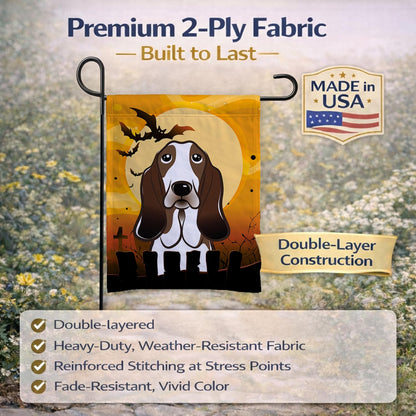 Caroline's Treasures BB1801GF Halloween Basset Hound Garden Size Flag, Small, Multicolor
