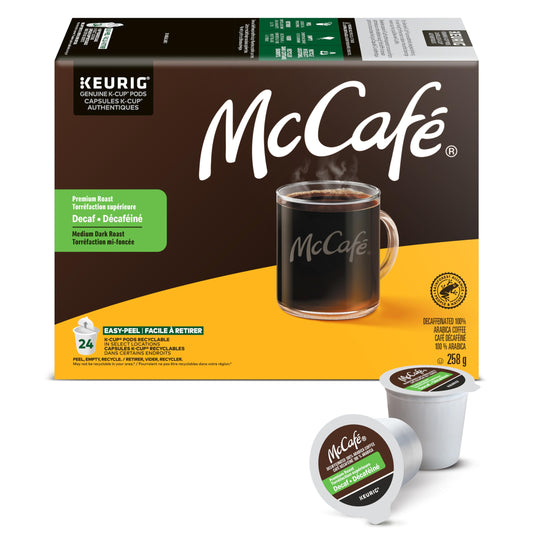 McCafé Premium Medium Dark Roast, Decaf, K-Cup Coffee Pods, 24 Count