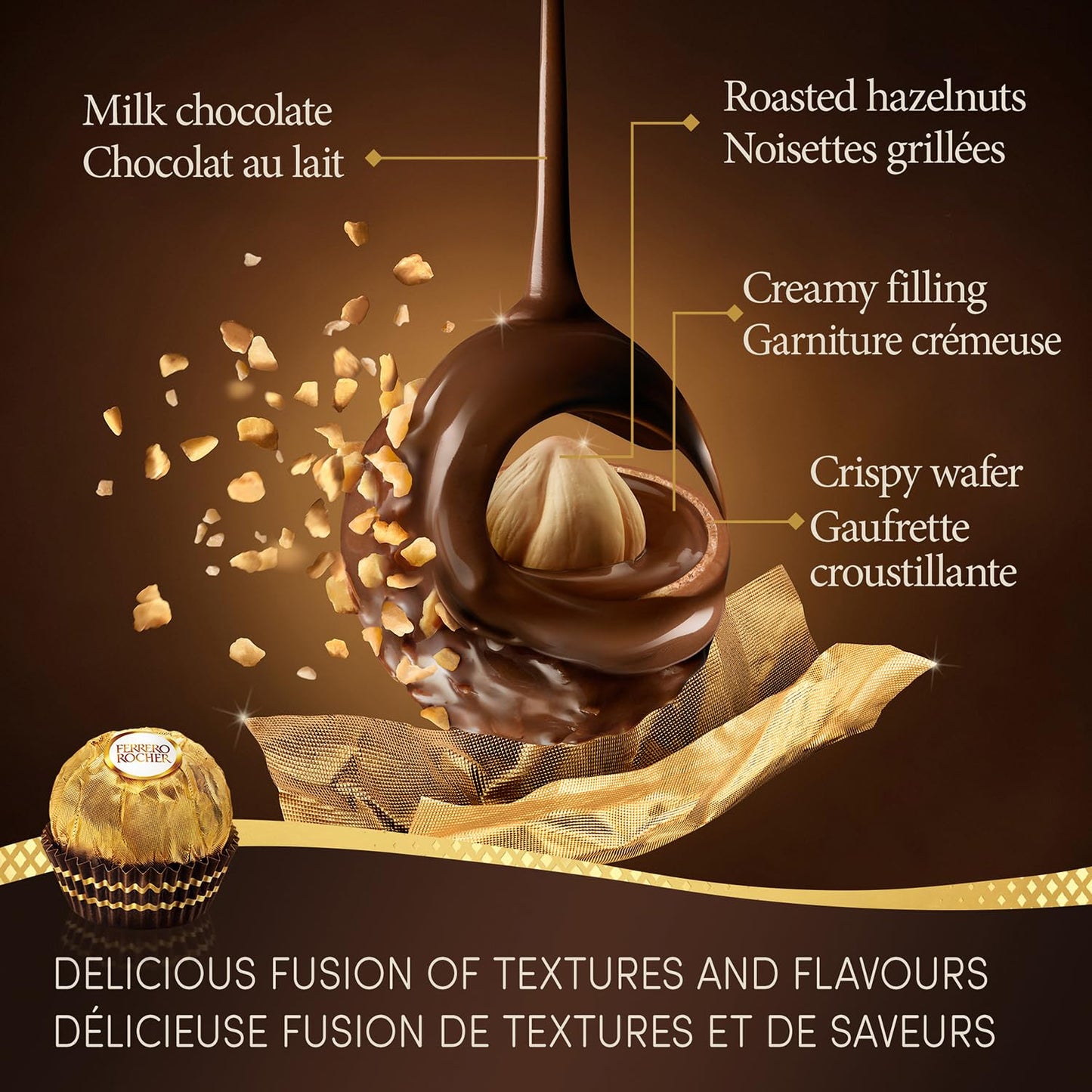 Ferrero Rocher Fine Hazelnut Milk Chocolate - 12 Packs of 3 Pralines (450g)