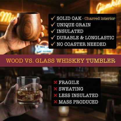 Tinnberlohas Charred Wooden Whiskey Glass Gift Set of 2 with Wood Gift Box 🍁 All In One Marketplace Canada