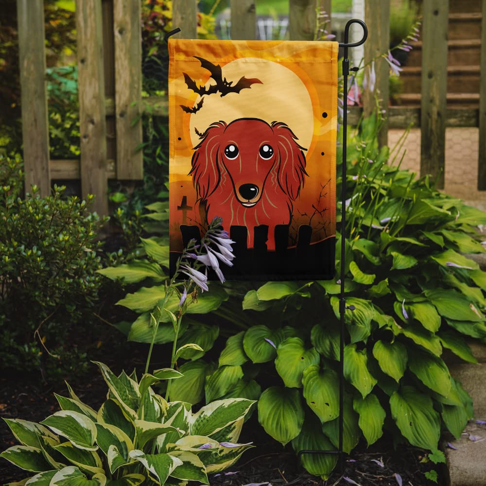 Caroline's Treasures BB1772GF Halloween Longhair Red Dachshund Garden Size Flag, Small, Multicolor