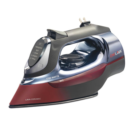 CHI Steam Iron for Clothes with 8’ Retractable Cord, 1700 Watts, 3-Way Auto Shutoff, 400+ Holes, Professional Grade, Temperature Control Dial, Lava Infused Ceramic Soleplate, Black (13113) CHI