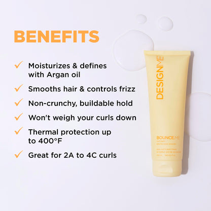 DESIGNME BOUNCE.ME Hair Curling Cream | Curl Enhancer with Argan Oil | Hair Curling Balm Sulfate-free, 250mL - Available at All In One Marketplace Canada
