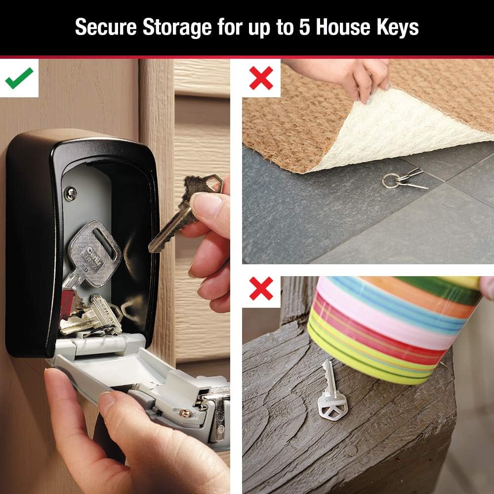 Master Lock Wall Mount Key Lock Box with Resettable Combination Lock, Outdoor Key Lock Box, 5 Key Capacity, 5401D 🍁 All In One Marketplace Canada