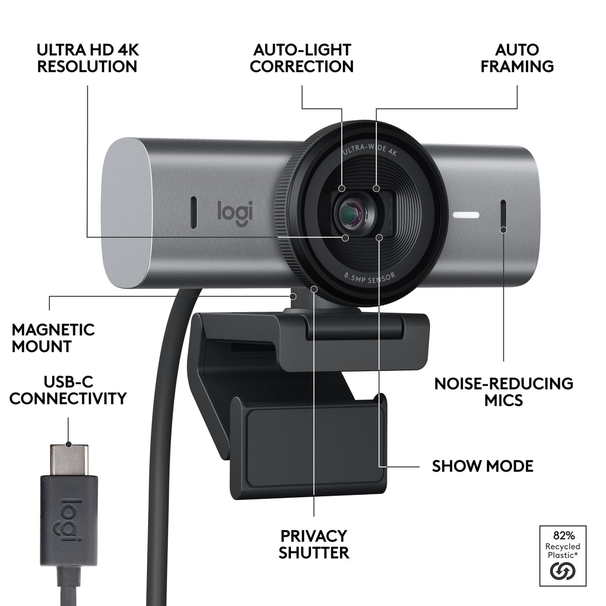 Logitech MX Brio Ultra HD 4K Collaboration Streaming Webcam - Graphite