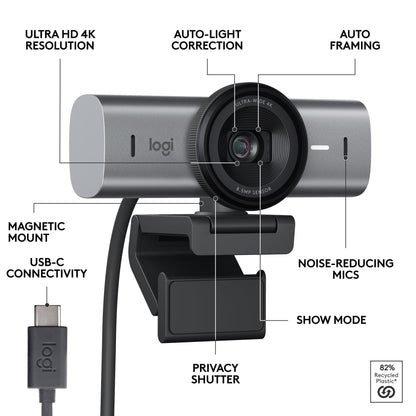 Logitech MX Brio Ultra HD 4K Collaboration Streaming Webcam - Graphite