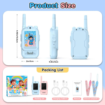 Video Walkie Talkies for Kids, 2 Pack Facetime Walkie Talkies with HD Camera & Voice Changer for Boys Girls for Family Games, Indoor, Outside, Hiking Christmas Birthday Toys Gift Ages 3-12 (Blue+Pink) 🍁 All In One Marketplace Canada