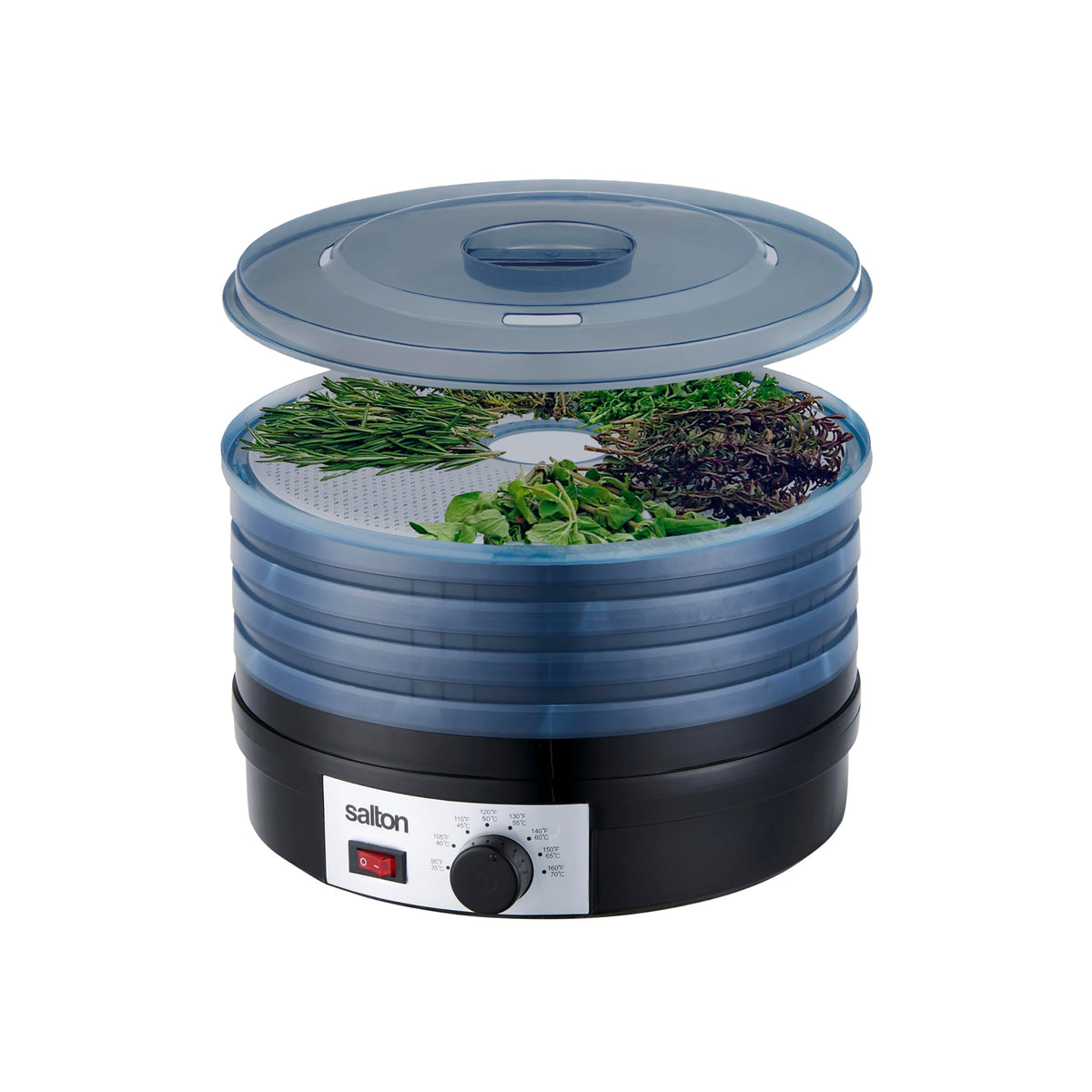 Salton Electric Food Dehydrator for Fruit and Jerky With Adjustable Temperature Control, Black