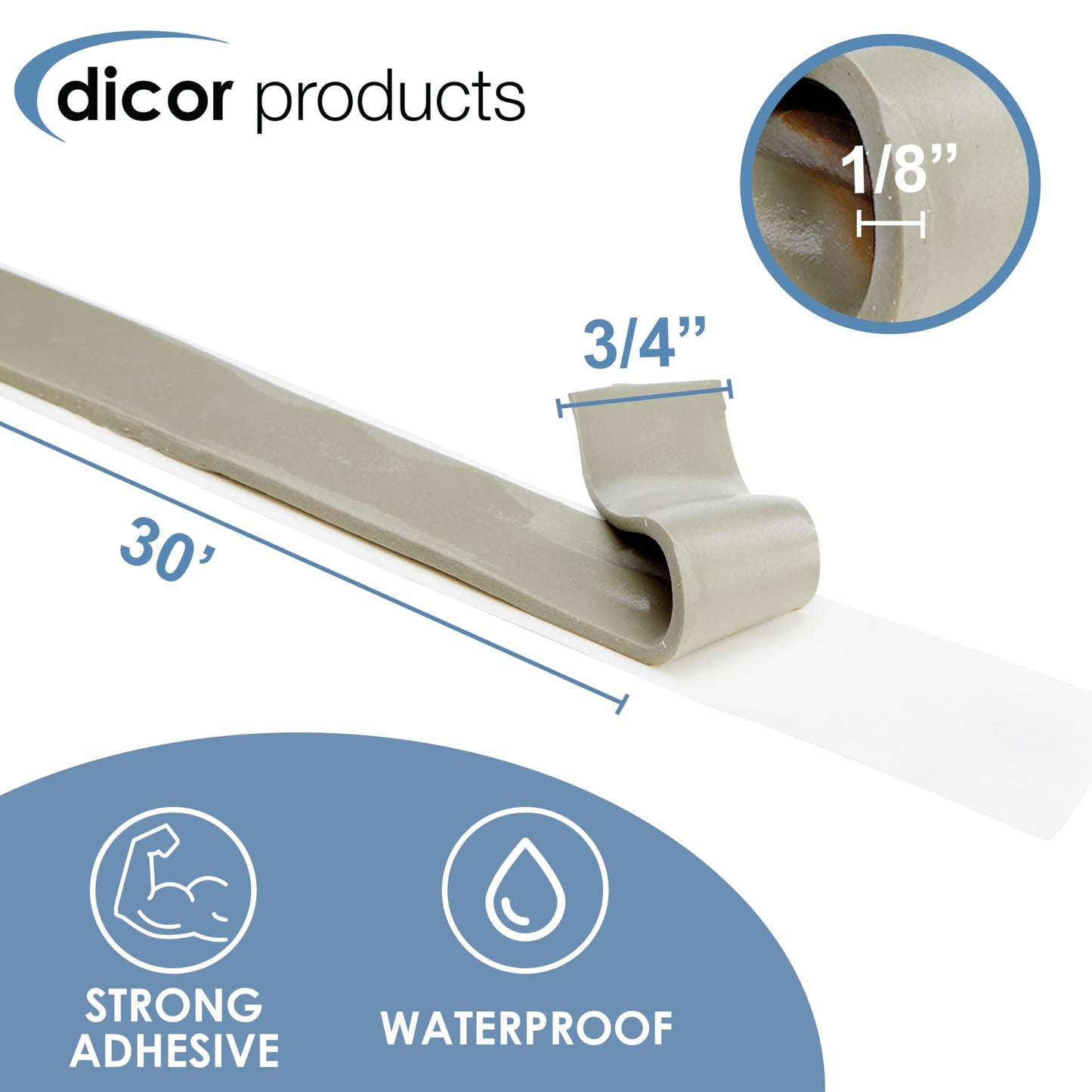 Dicor (BT-1834-1) 1/8" x 3/4" x 30' Butyl Seal Tape - Available at All In One Marketplace Canada