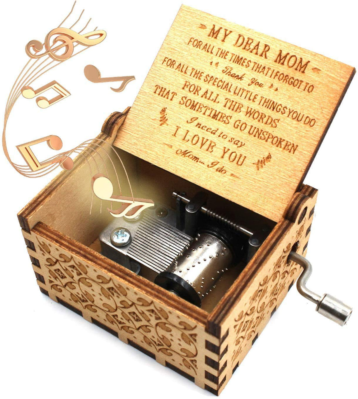 Wooden Music Box for mom Gifts You are My Sunshine Music Box, Laser Engraved Hand Crank Wooden Sunshine Music Box Gift for Mom Birthday/Mother's Day/Christmas(to mom) 🍁 All In One Marketplace Canada