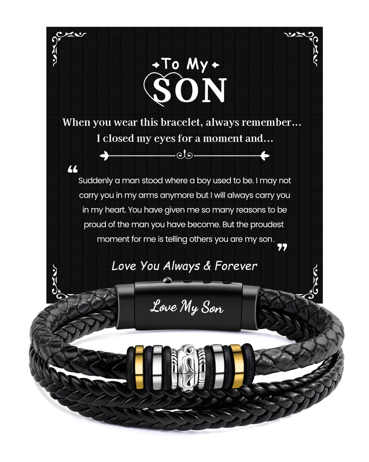 BOCHOI To My Son Bracelet Son Gifts from Mom Dad Mens Bracelet 🍁 All In One Marketplace Canada