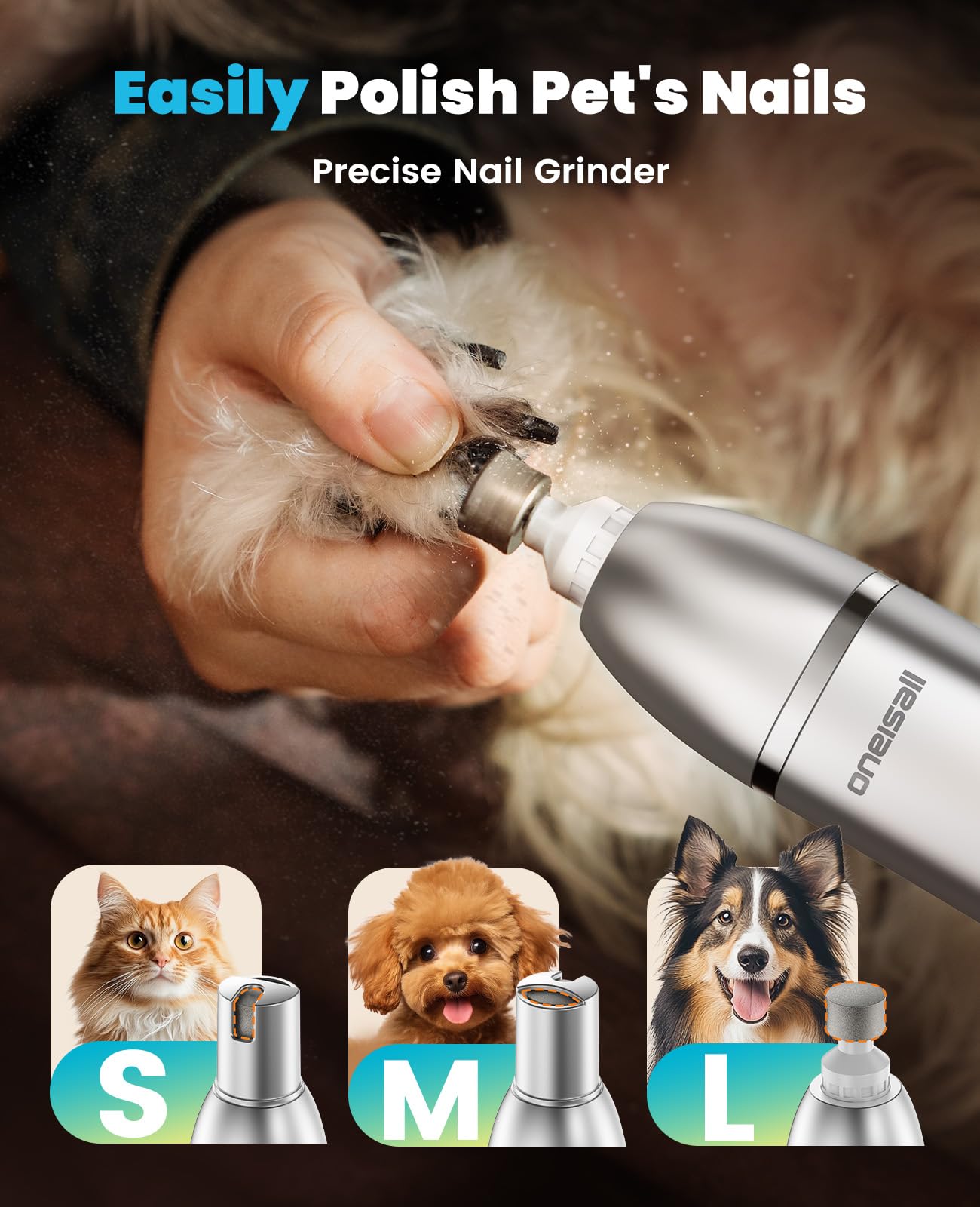 oneisall 4 in 1 Dog Grooming Kit with LCD Display, Dog Hair Trimmer for Paw Nail Grinder, Rechargeable Cordless Low Noise IPX7 Waterproof Pet Clippers - Available at All In One Marketplace Canada