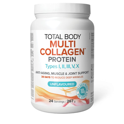 Natural Factors Total Body Multi Collagen Protein, 267g, Unflavoured, 10g of Hydrolyzed Collagen per Scoop, 24 Servings, Combines 5 Types of Collagen, Anti-Aging, Muscle & Joint Support, 28 Days to Reduce Wrinkles, Keto & Paleo Friendly, Proudly Canadian - Available at All In One Marketplace Canada