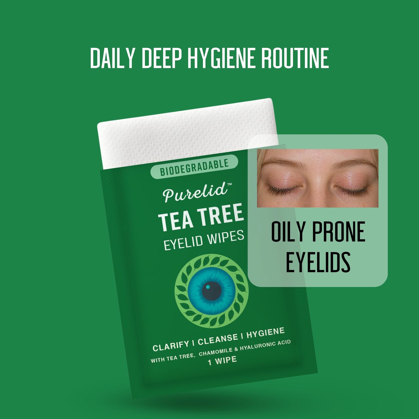 Tea Tree Eyelid Wipes – 100 Tea Tree Oil Eye Wipes for People with Dry Eyes & Allergies – Gentle Eyelid Cleanser with Hyaluronic Acid – Individually Wrapped & Biodegradable - Available at All In One Marketplace Canada