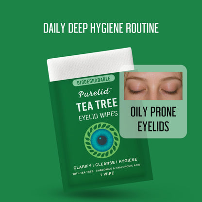 Tea Tree Eyelid Wipes – 100 Tea Tree Oil Eye Wipes for People with Dry Eyes & Allergies – Gentle Eyelid Cleanser with Hyaluronic Acid – Individually Wrapped & Biodegradable - Available at All In One Marketplace Canada