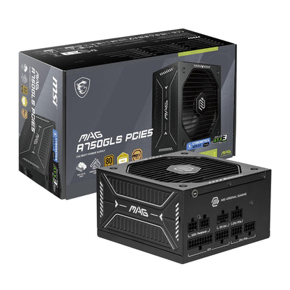 MSI MAG A750GLS PCIE5, Fully Modular Compact Gaming 750W Power Supply, 80+ Gold, ATX 3.1 & PCIe 5.1 Ready, Native Dual-Color 12V-2x6 Cable, Low-Noise, Embossed Jacket Cables, 10 Year Warranty