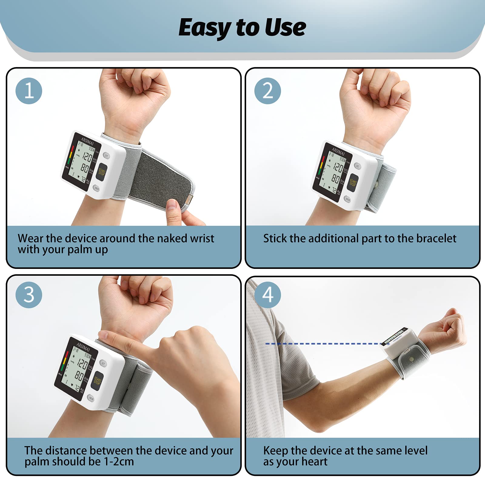 Blood Pressure Monitor - Wrist Accurate Automatic High Blood Pressure Monitors Portable LCD Screen with Storage Case and Adjustable Cuff Powered by Battery -Black - Available at All In One Marketplace Canada