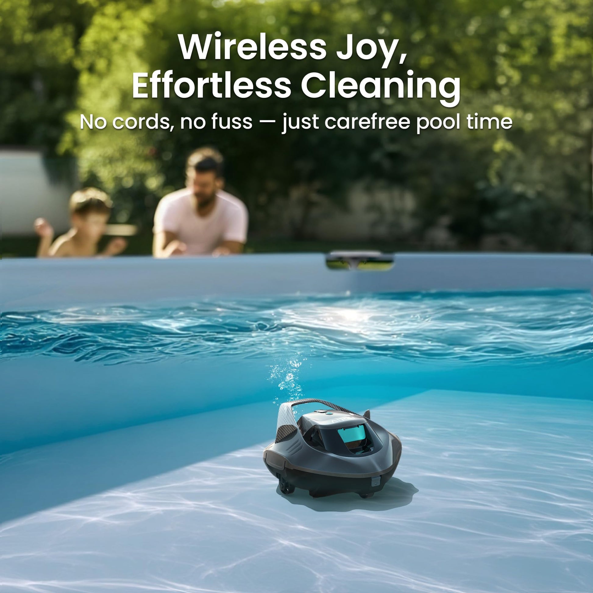 AIPER Seagull SE Cordless Robotic Pool Cleaner, Pool Vacuum Lasts 90 Mins, LED Indicator, Self-Parking, for Flat Above-Ground Pools up to 33 Feet - Gray