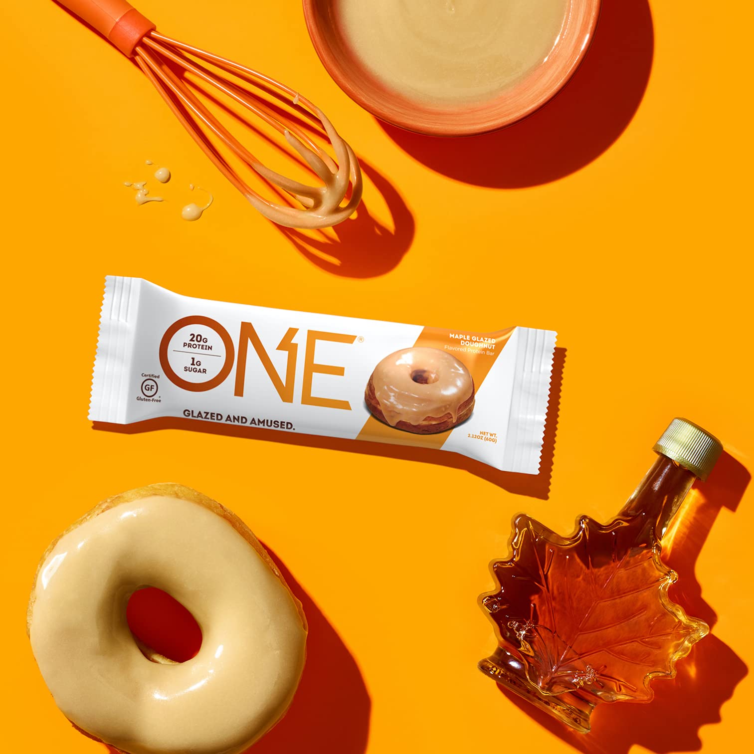 ONE Protein Bars, Maple Glazed Doughnut, Gluten Free Protein Bars with 20g Protein and only 1g Sugar, Snacking for High Protein Diets, 60g (12 Pack) [Packaging May Vary] - Available at All In One Marketplace Canada