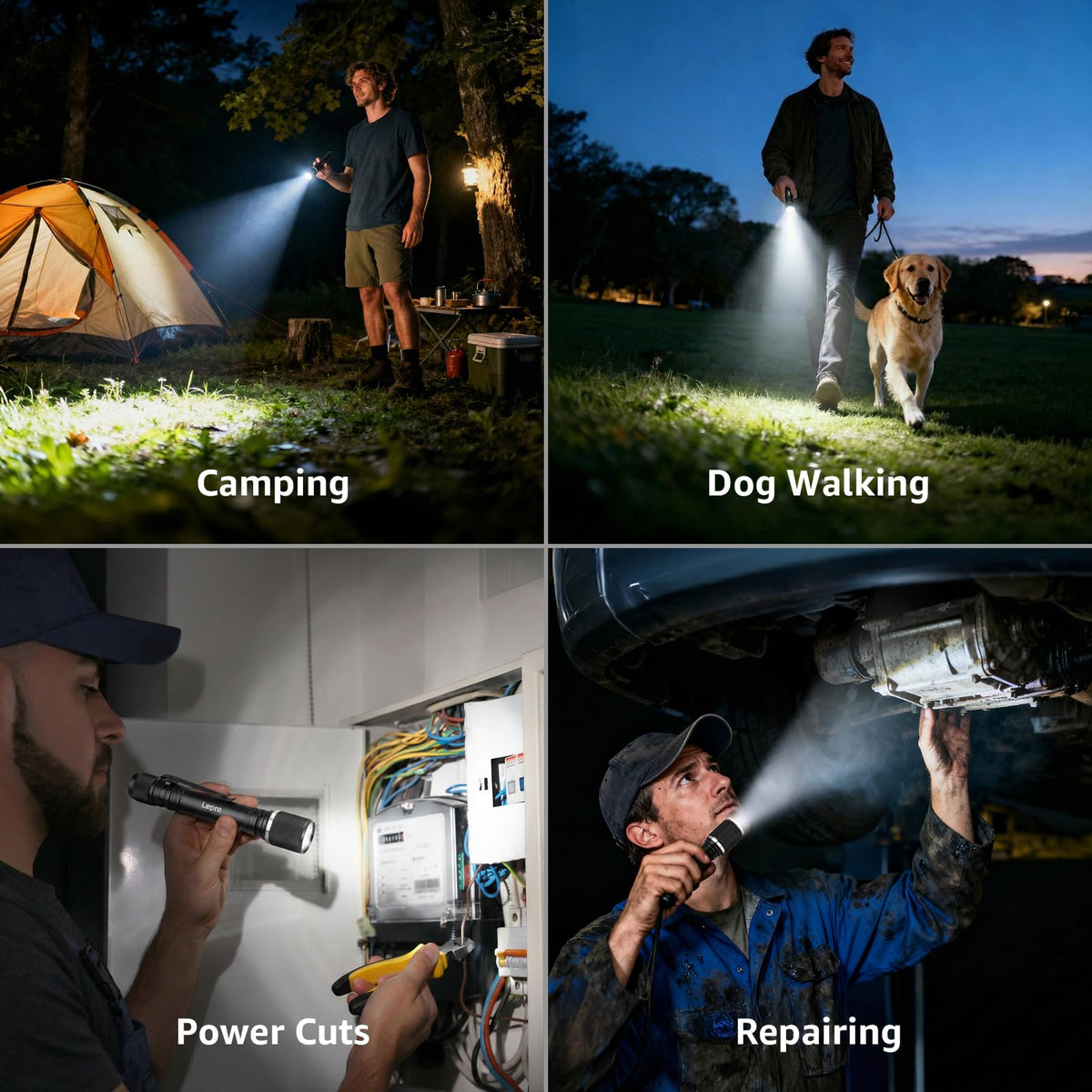 Lepro Flashlight, Led Flashlight with AA Battery Included, LED Torch for Emergency Camping Hiking Dog Walking, Halloween, Christmas (2 Pack) 🍁 All In One Marketplace Canada