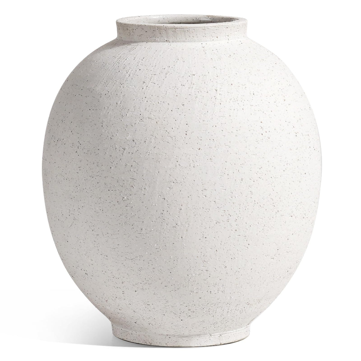 Large White Ceramic Vase - 9.8 Inch Rustic Farmhouse Vase for Home Decor, Minimalist Tall Vases for Living Room, Table, Bathroom, Holiday & Weddings (Sandstone White) 🍁 All In One Marketplace Canada
