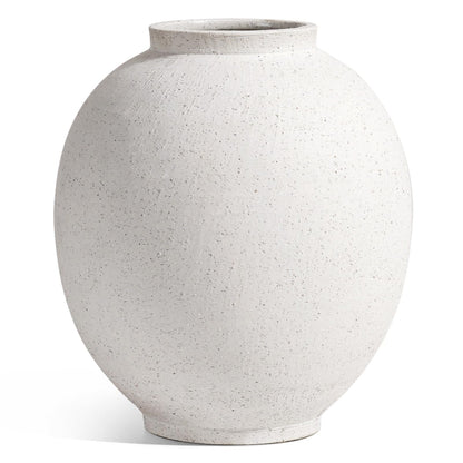 Large White Ceramic Vase - 9.8 Inch Rustic Farmhouse Vase for Home Decor, Minimalist Tall Vases for Living Room, Table, Bathroom, Holiday & Weddings (Sandstone White) 🍁 All In One Marketplace Canada