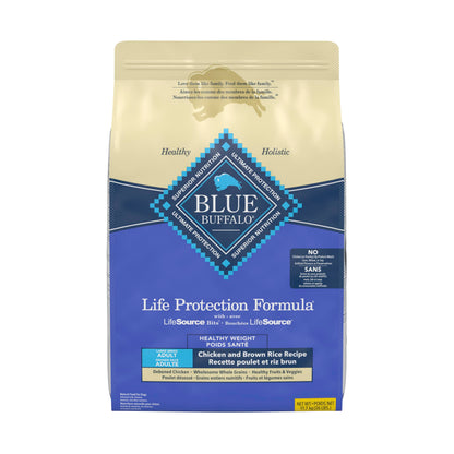 Blue Buffalo Life Protection Formula Chicken & Brown Rice Healthy Weight Large Breed Adult Dry Dog Food, Supports Immunity with LifeSource Bits, Promotes Healthy Lean Muscles,11.7kg/26 lbs