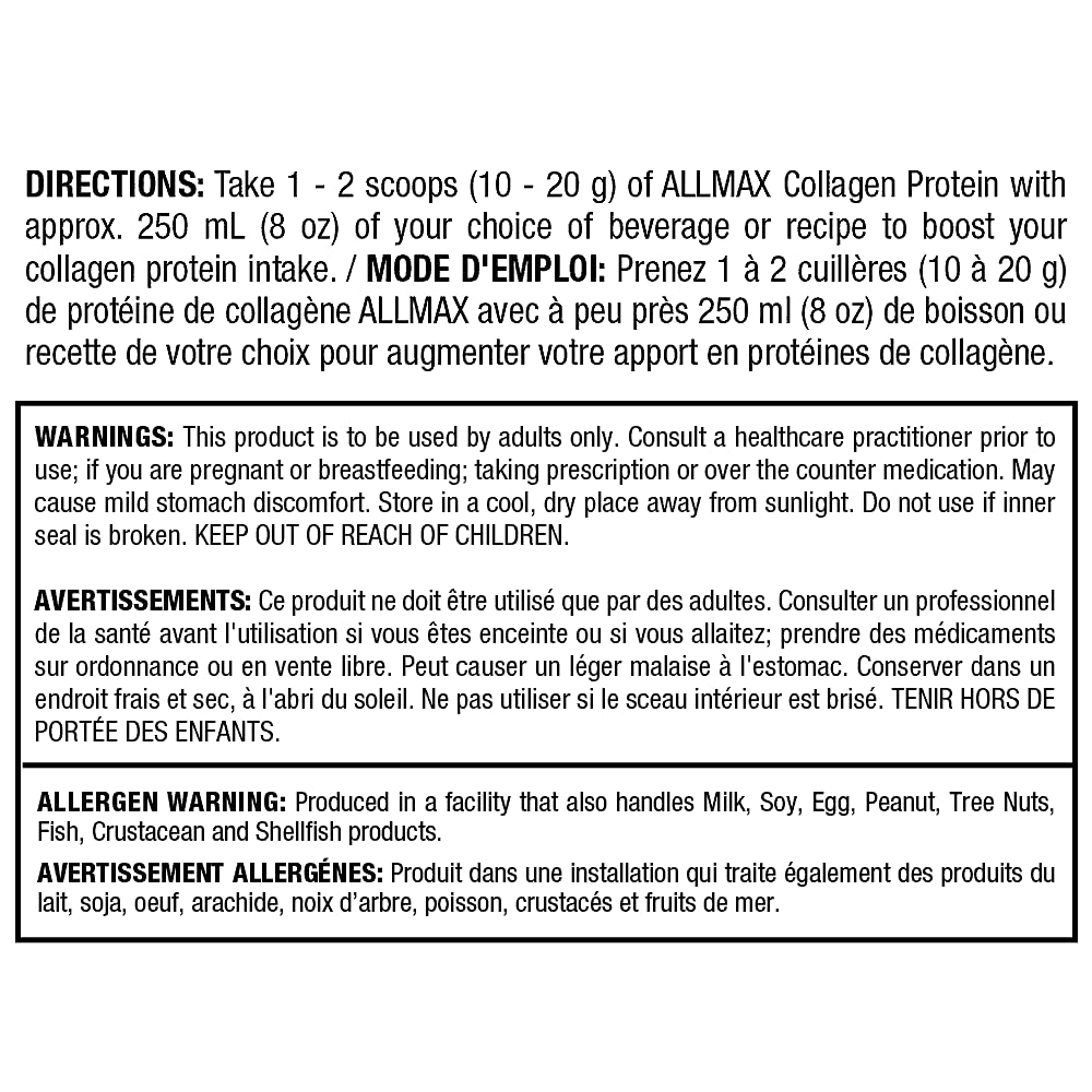 ALLMAX Collagen Peptides Powder, Unflavored, 440 g, 44 Servings
