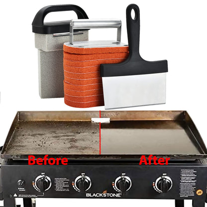 Griddle Cleaning Kit for Blackstone 15 Pieces - Heavy Duty Grill Cleaner Kit with Grill Stone, Griddle Scraper, & Griddle Brush with Stainless Steel Handle Easy to Use Flat Top Cleaning Kit - Available at All In One Marketplace Canada