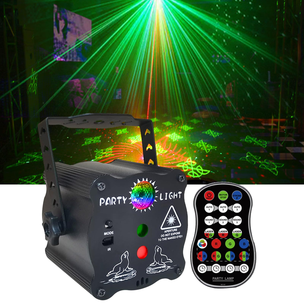 DJ Disco Light, Stage Party Lights, Rechargeable Laser Light Sound Activated RGB Led Flash Strobe Projector with Remote Control for Christmas Karaoke Pub KTV Bar Birthday Wedding 🍁 All In One Marketplace Canada