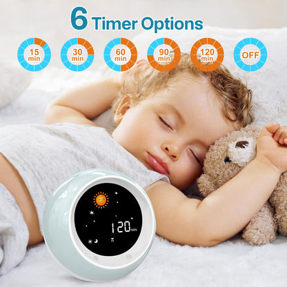 I.Code Sun & Moon Rise Kids Alarm Clock, Children's Sleep Trainer, Sleep Sound Machine, Wake Up Light & Night Light, Teach Kids Day & Night - Available at All In One Marketplace Canada