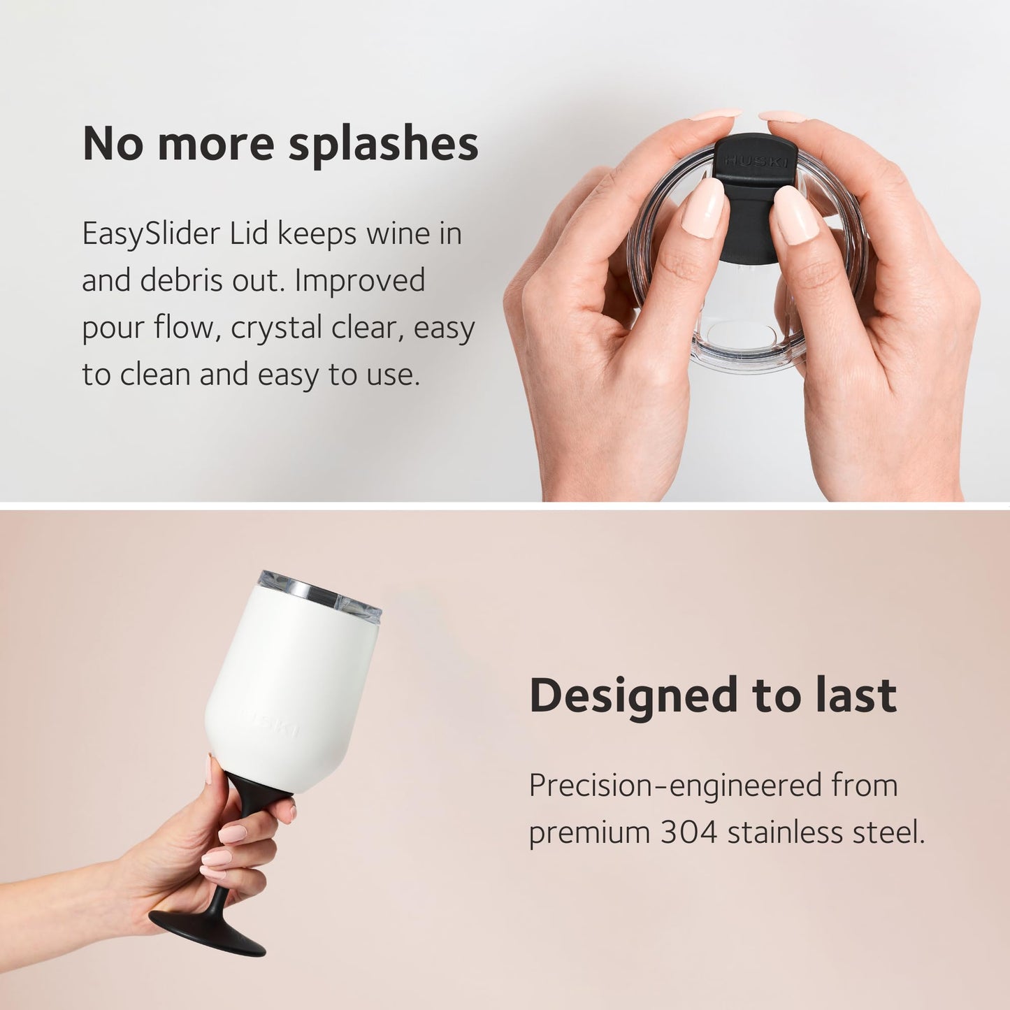 Huski Wine Tumbler 2.0 | New | Award-Winning Design with Detachable Stem | Premium Stainless Steel Wine Glass with Lid | Triple Insulated Tumbler | 355ml Capacity | Great Gift (Champagne)