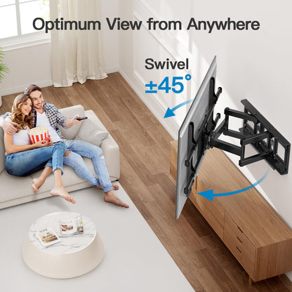 Pipishell Full Motion TV Wall Mount for 37-84" Flat Curved TVs, Wall Mount TV Bracket with Dual Articulating Arms Swivel Tilt Rotation, TV Mount up to 132lbs Max VESA 600x400 Fit 12"-16" Wood Stud