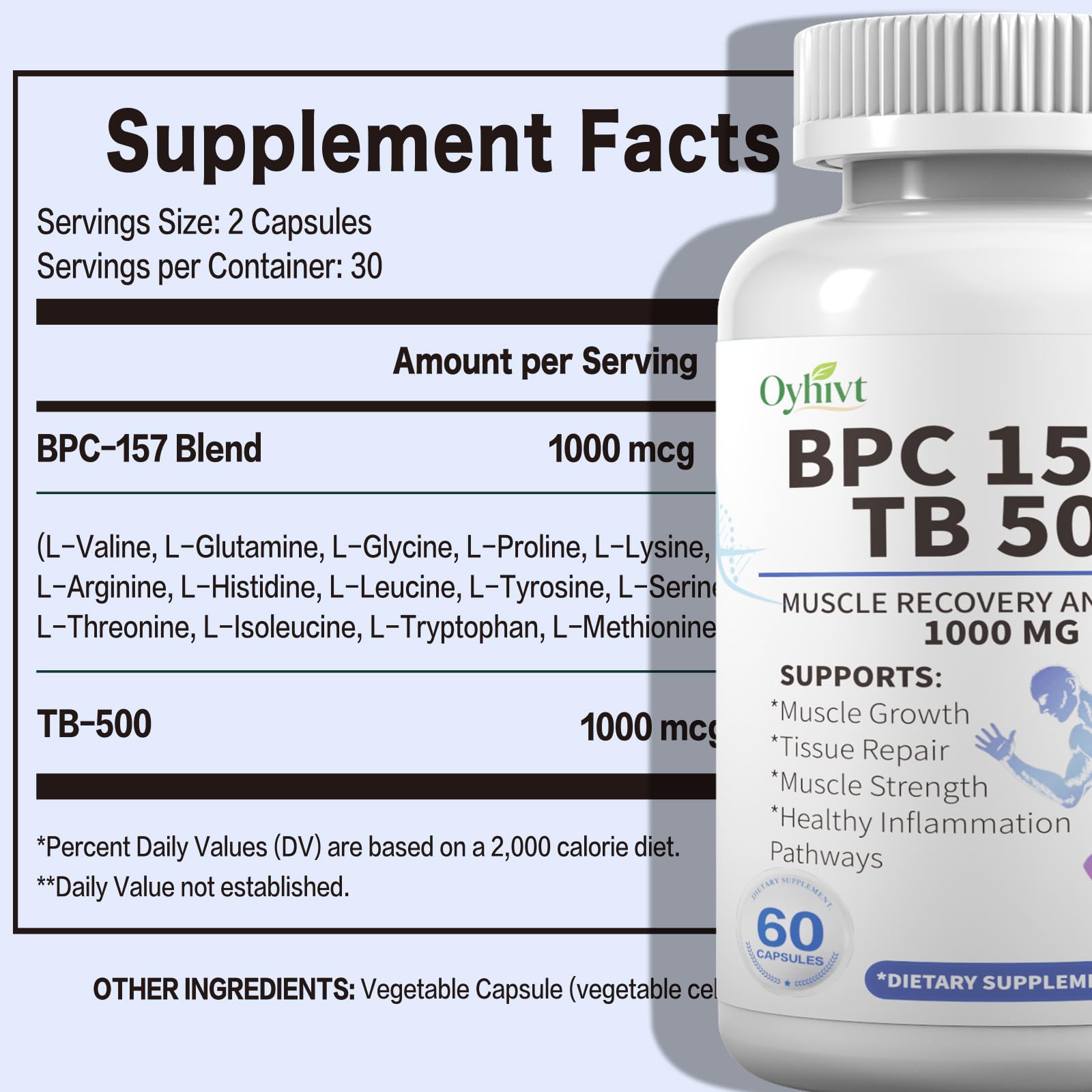 BPC-157 and TB 500 Capsules, supports muscle growth, tissue repair, strength,BPC-157 and TB 500for Muscle and Workout Recovery, 60-Capsule Bottle - Available at All In One Marketplace Canada