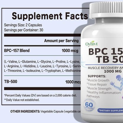 BPC-157 and TB 500 Capsules, supports muscle growth, tissue repair, strength,BPC-157 and TB 500for Muscle and Workout Recovery, 60-Capsule Bottle - Available at All In One Marketplace Canada