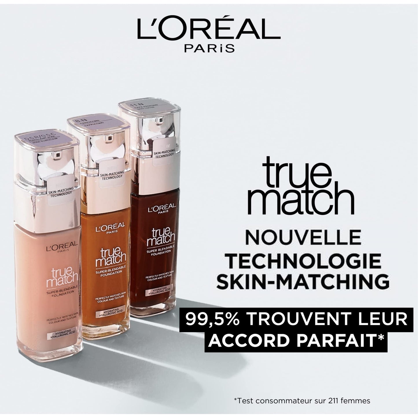 L'Oreal Paris True Match Super-Blendable Foundation, Medium Coverage Liquid Foundation Makeup, Skincare Infused with Hyaluronic Acid, 1.5N, 30 mL L'Oreal Paris