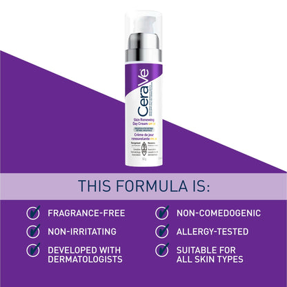 CeraVe Skin Renewing Day Cream SPF 30, Anti-aging Daily Moisturizing Cream with Encapsulated Retinol, Ceramides & Hyaluronic Acid, Fragrance Free, Recommended by Dermatologists, 50g - Available at All In One Marketplace Canada