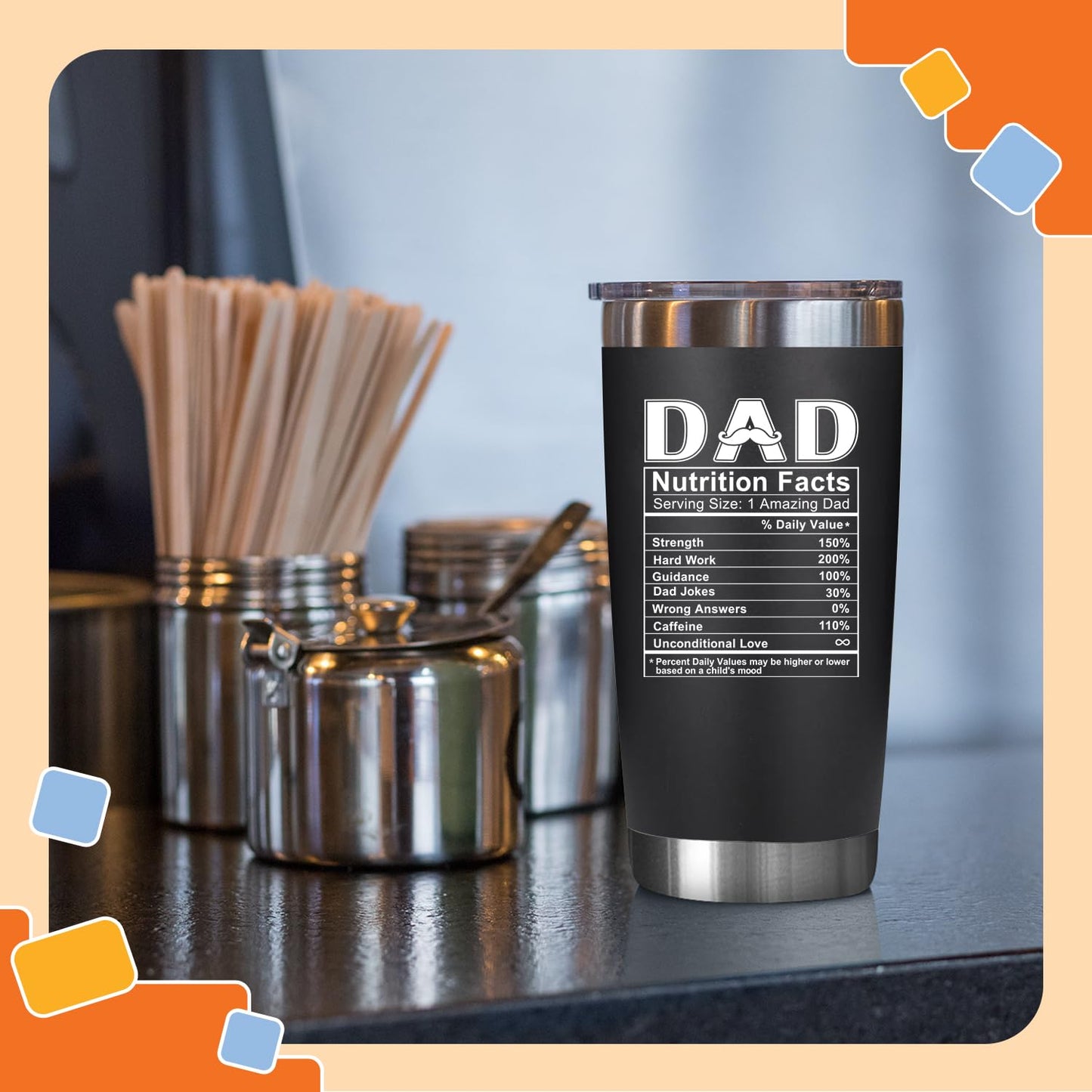 NewEleven Fathers Day Gift for Dad - Birthday Gift for Dad from Kids - Gifts for Husband - Birthday Present Ideas for Father from Daughter, Son - 20 Oz Tumbler - Available at All In One Marketplace Canada