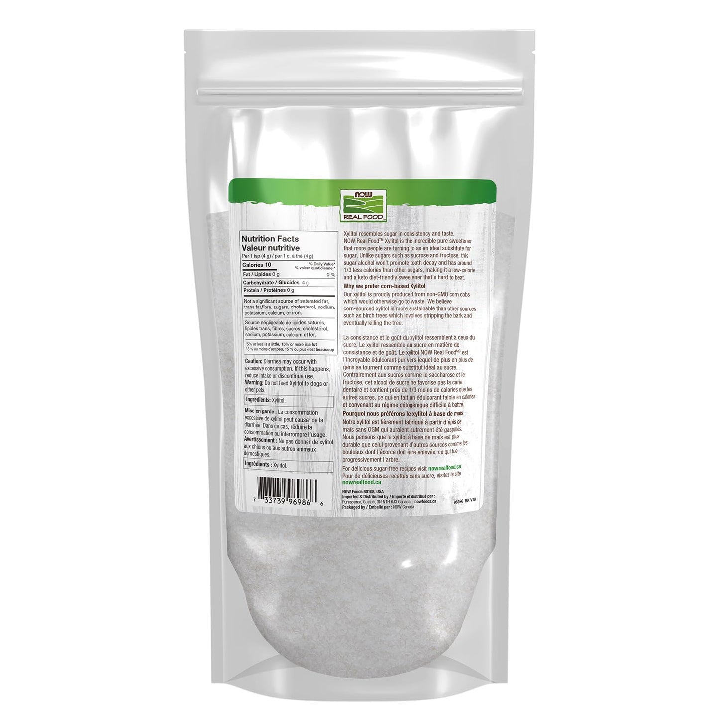 NOW Real Food Xylitol Pure Sweetener - 1kg Keto-Friendly Sugar Substitute