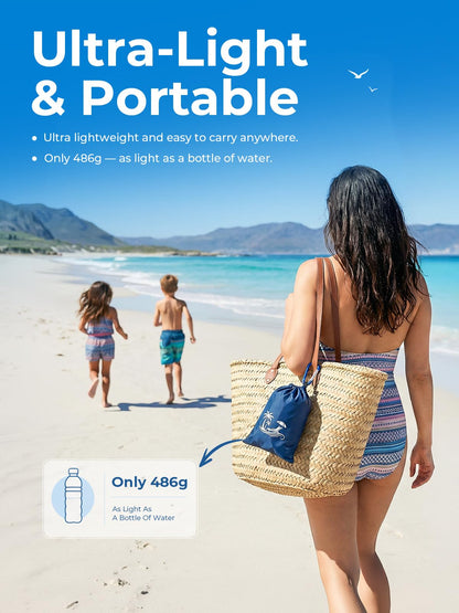 SOLNERY Large Beach Blanket Sand Proof Water Resistant, Beach Mat Sand Free Waterproof, Windproof, Stylish & Skin-Friendly, 8.2 x 6.8 ft, Fits 1–8 People, for Seaside, Picnic & Outdoor(Ocean Blue)