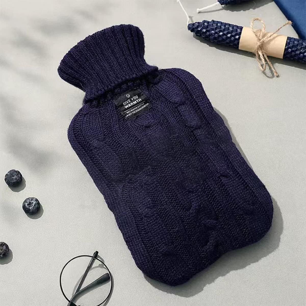 Hot Water Bottle with Soft Cover (2 Liter), Winter Warmer for Hot Compress,Menstrual Cramps,Neck and Shoulder Pain Relief,Hand Feet Warmer (Blue) 🍁 All In One Marketplace Canada