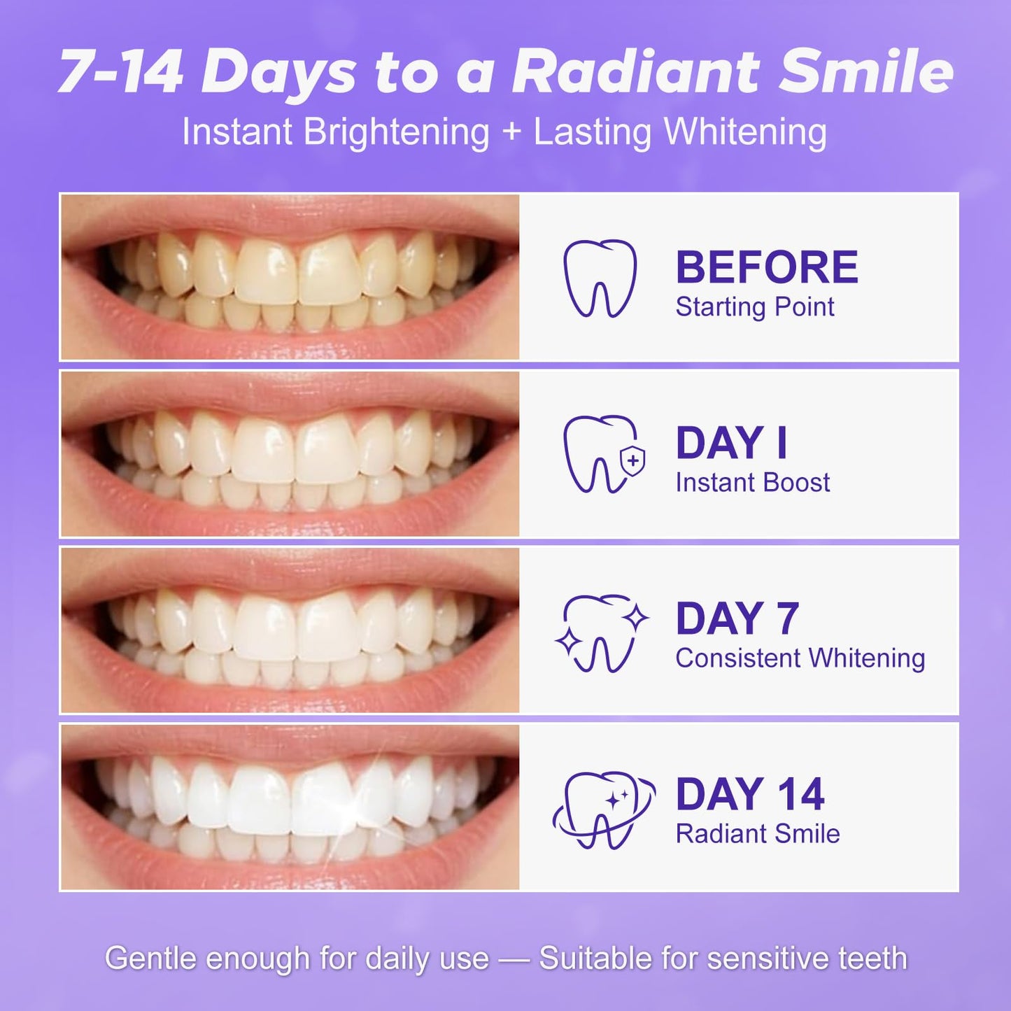 Purple Teeth Whitening Strip 20 Non-Slip Strips - Whitening for Teeth Sensitive, Professional Teeth Whitening Strips, Fast Remove Smoking, Coffee, Wine Stains, Teeth Whitening Kit Pack - Available at All In One Marketplace Canada