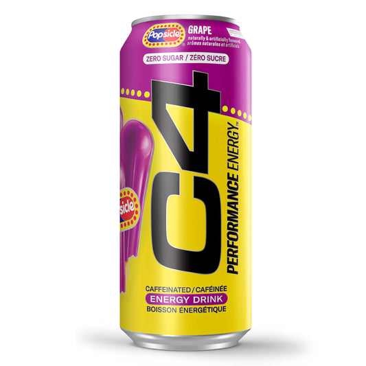 Cellucor C4 Performance Energy Drink, Grape Popsicle, Carbonated Sugar Free Drink with no Artificial Colours or Dyes, 473mL, 12 count