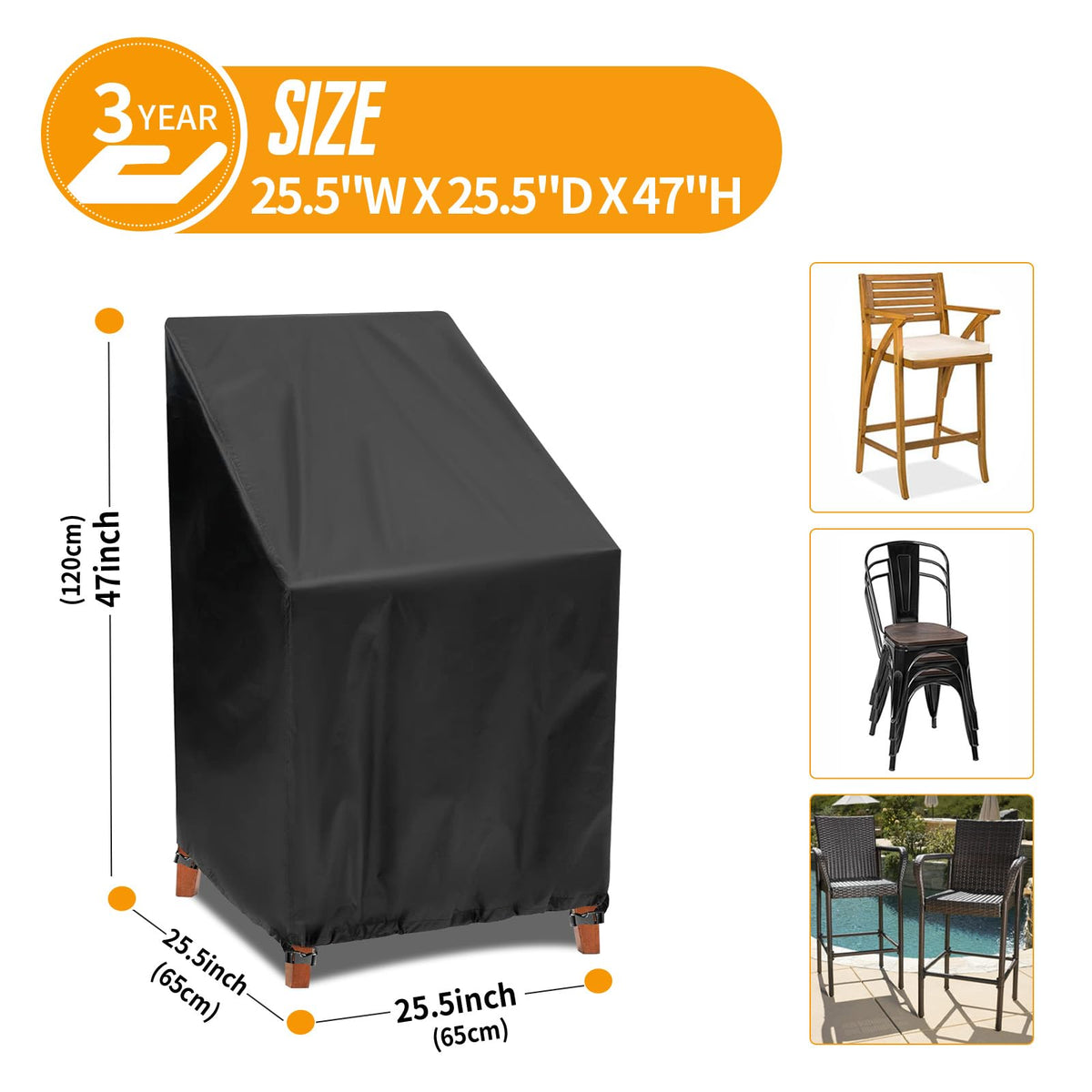 Kipiea 600D Patio Chair Covers Waterproof Winter 2 Pack - Heavy Duty Lawn Outdoor Furniture Chair Covers with Anti UV and No Tears, No Fading (29"W x 30"D x 31"H) 🍁 All In One Marketplace Canada