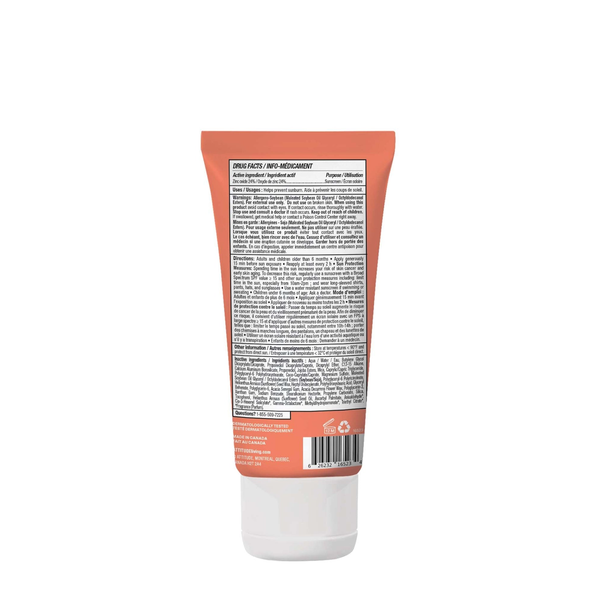 ATTITUDE Mineral Sunscreen SPF 50, Broad Spectrum Zinc Oxide, EWG Verified, Mineral-Based, Non-Nano, Lightweight Cream, Vegan, Tropical Coco Scent, 80 grams