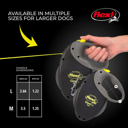 FLEXI® Giant Tape Retractable Dog Leash, Large, 26 ft - Black FLEXI