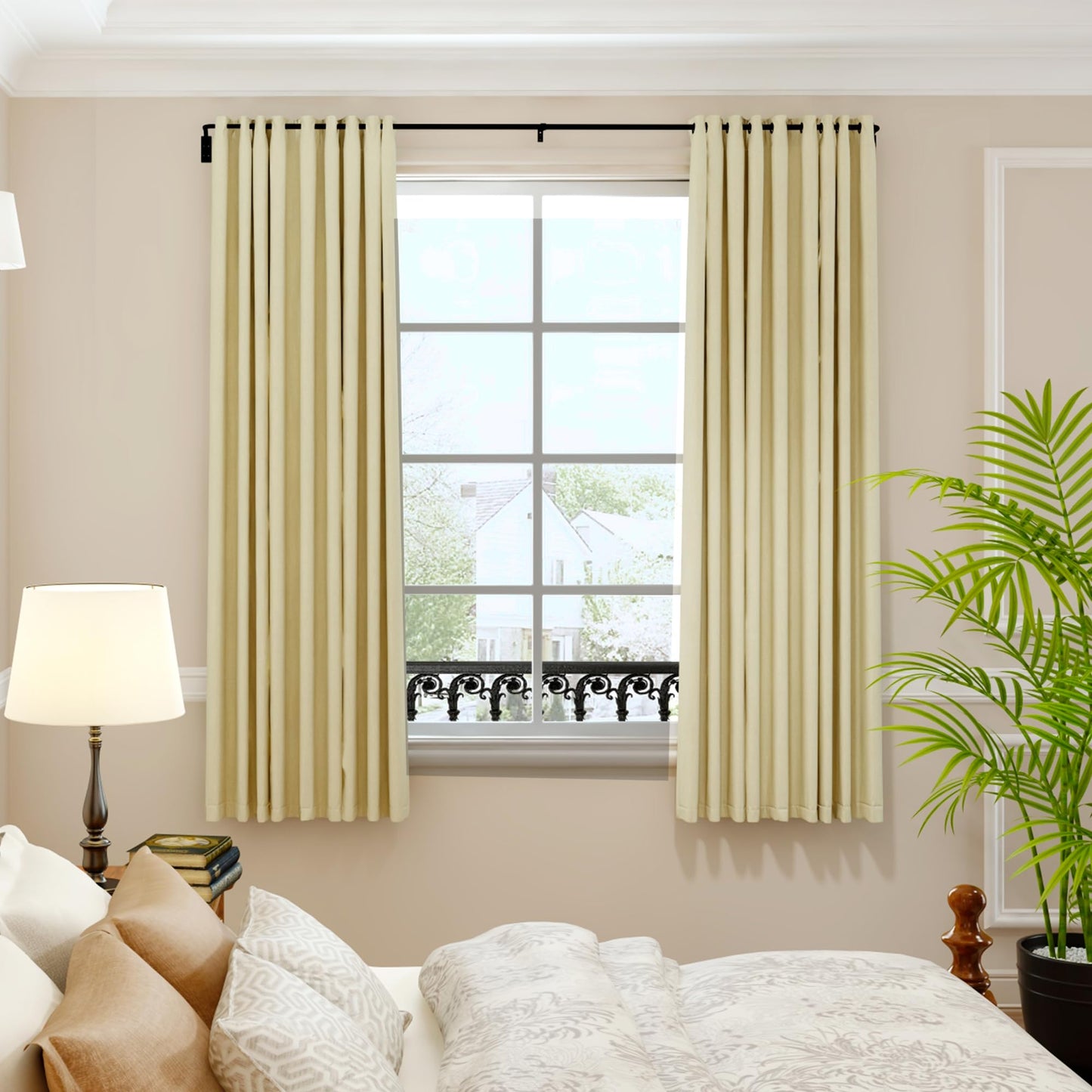 upsimples Blackout Curtain rods for windows 48 to 84 inch, Wrap Around Room Darkening Curtain Rod for Bedroom, Living Room, Adjustable from 30 to 86 Inches - Available at All In One Marketplace Canada