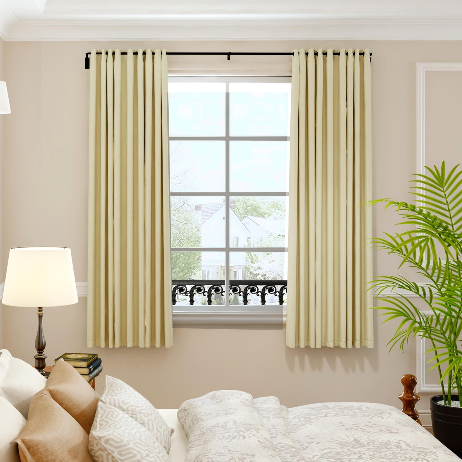upsimples Blackout Curtain rods for windows 48 to 84 inch, Wrap Around Room Darkening Curtain Rod for Bedroom, Living Room, Adjustable from 30 to 86 Inches - Available at All In One Marketplace Canada