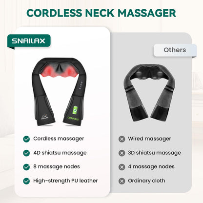Snailax Cordless Shiatsu Neck Massager, Kneading Shoulder Massage with Heat 🍁 All In One Marketplace Canada Snailax